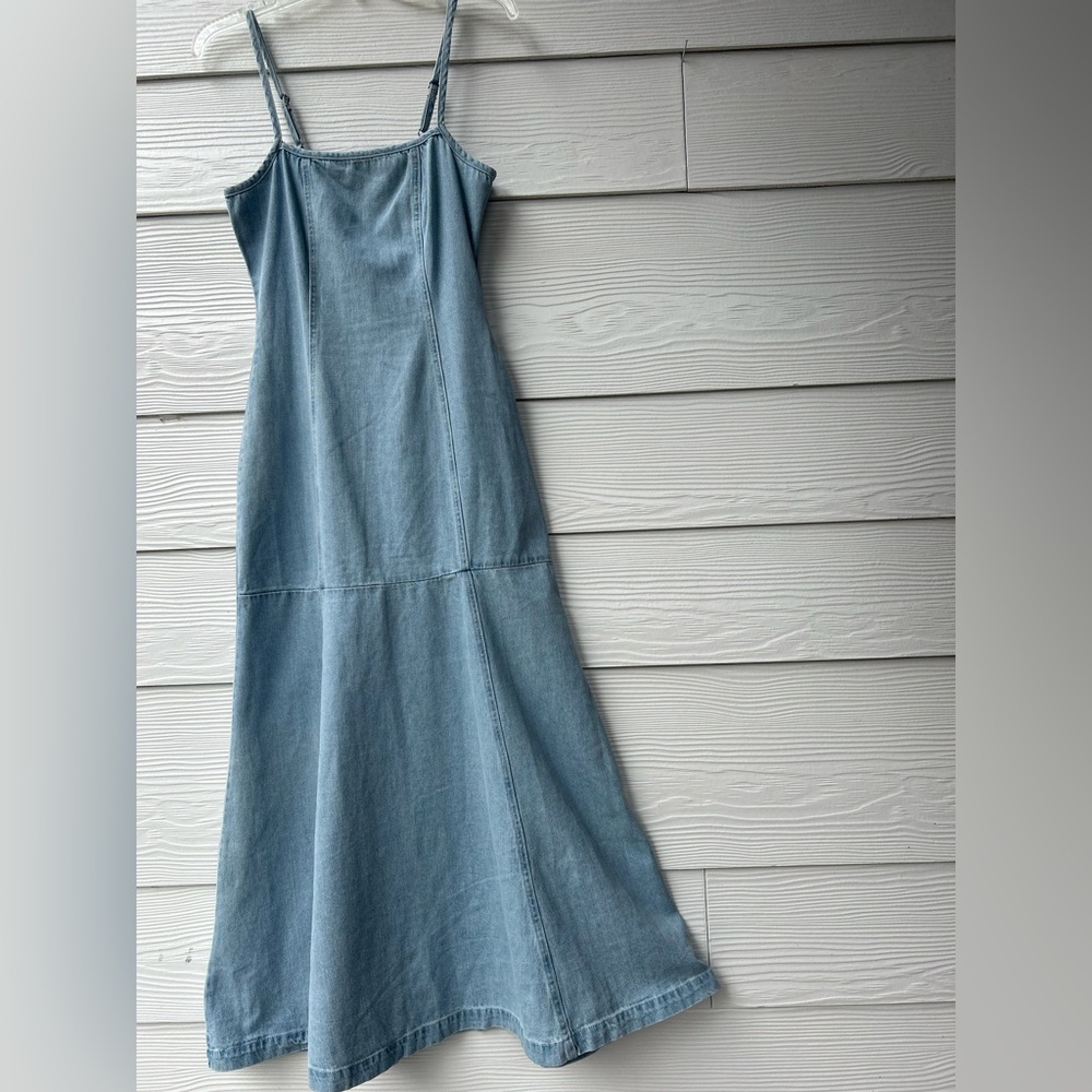 254.INDIGO REIN Women’s Light Wash Denim Mermaid Maxi Dress